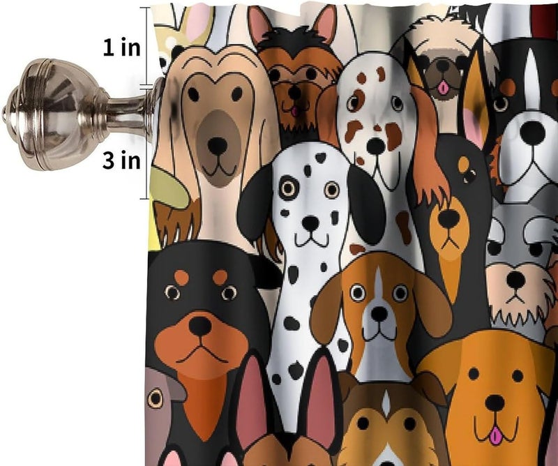 YSWOW Cute Dog Valance Curtain for Kids Boys Girls Bedroom Funny Puppy Pet Cartoon Animal Art Printed Window Drapes Decor W54xL18in Fabric 1 Panel - Image 4